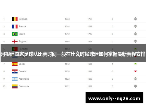 阿根廷国家足球队比赛时间一般在什么时候球迷如何掌握最新赛程安排
